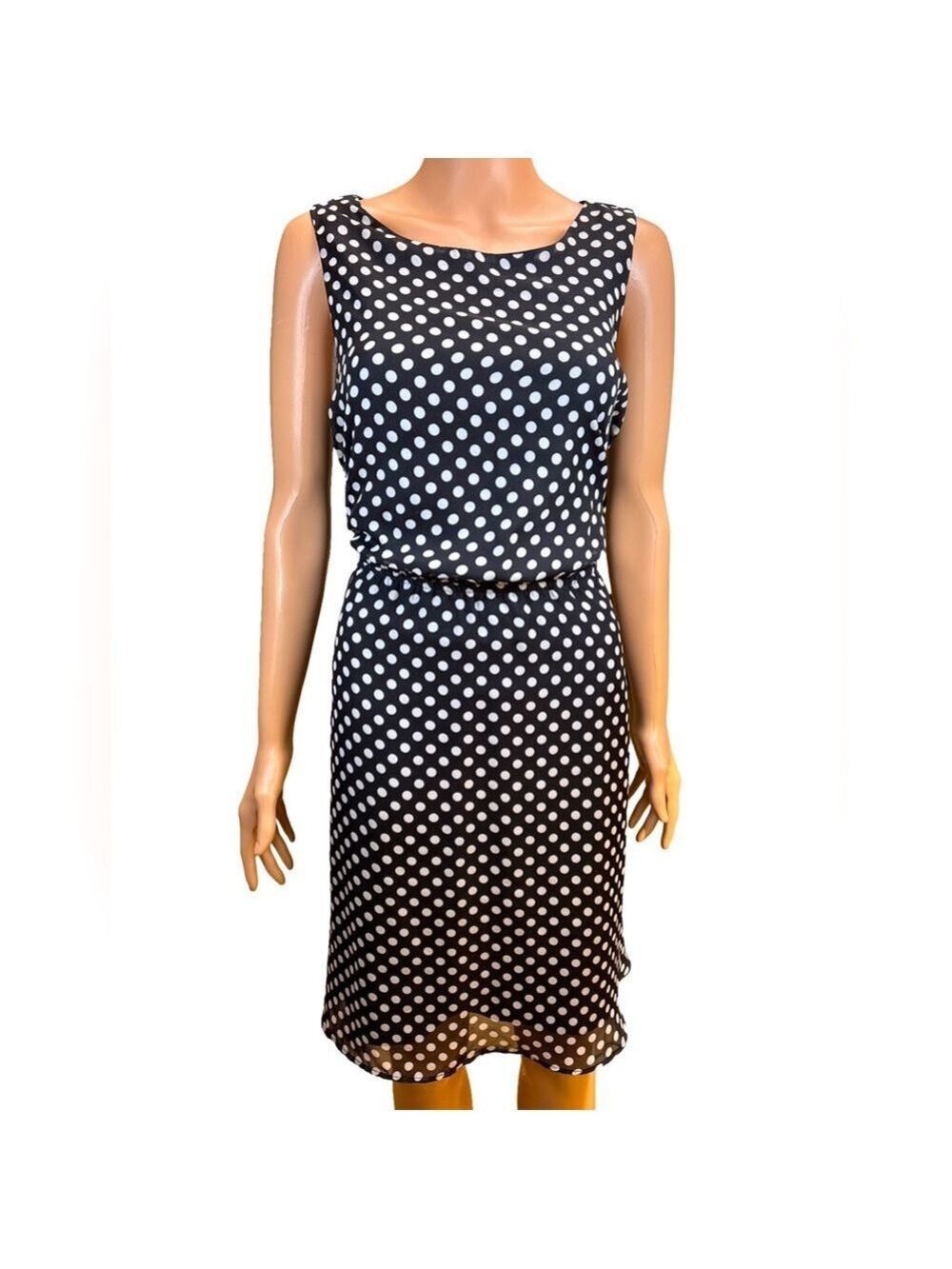 A-List by Wrapper Black & White Polka Dot Sleeveless Dress XL